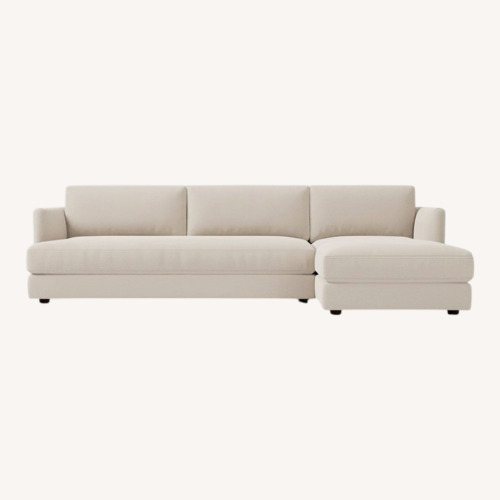 Used West Elm Haven Natural Velvet 2 Piece Sectional for sale on AptDeco