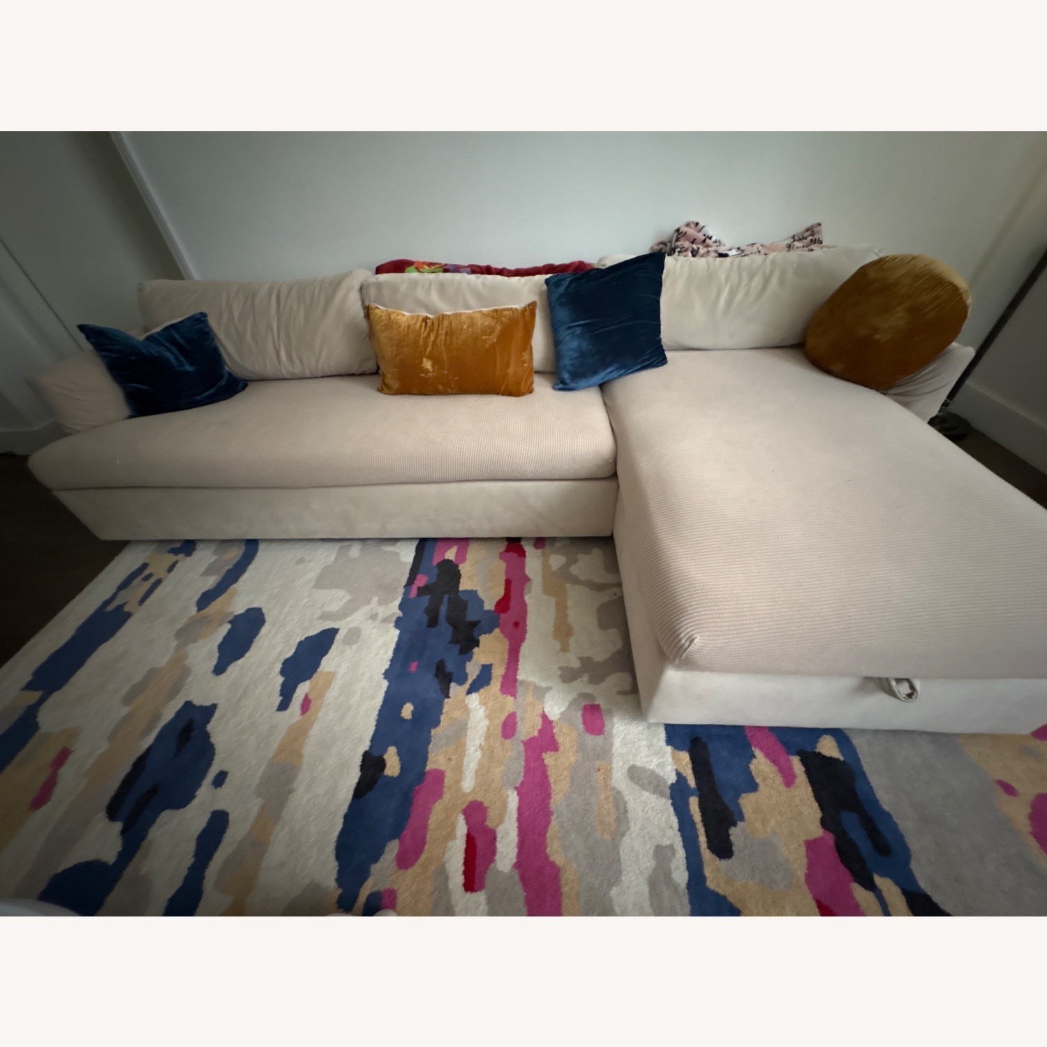 West Elm Haven Natural Velvet 2 Piece Sectional - image-2