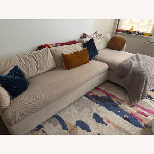 Used West Elm Haven Natural Velvet 2 Piece Sectional for sale on AptDeco