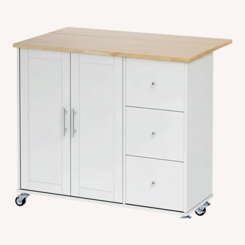 Used Wayfair Kitchen Island/Cart W Bar Top & Stools for sale on AptDeco