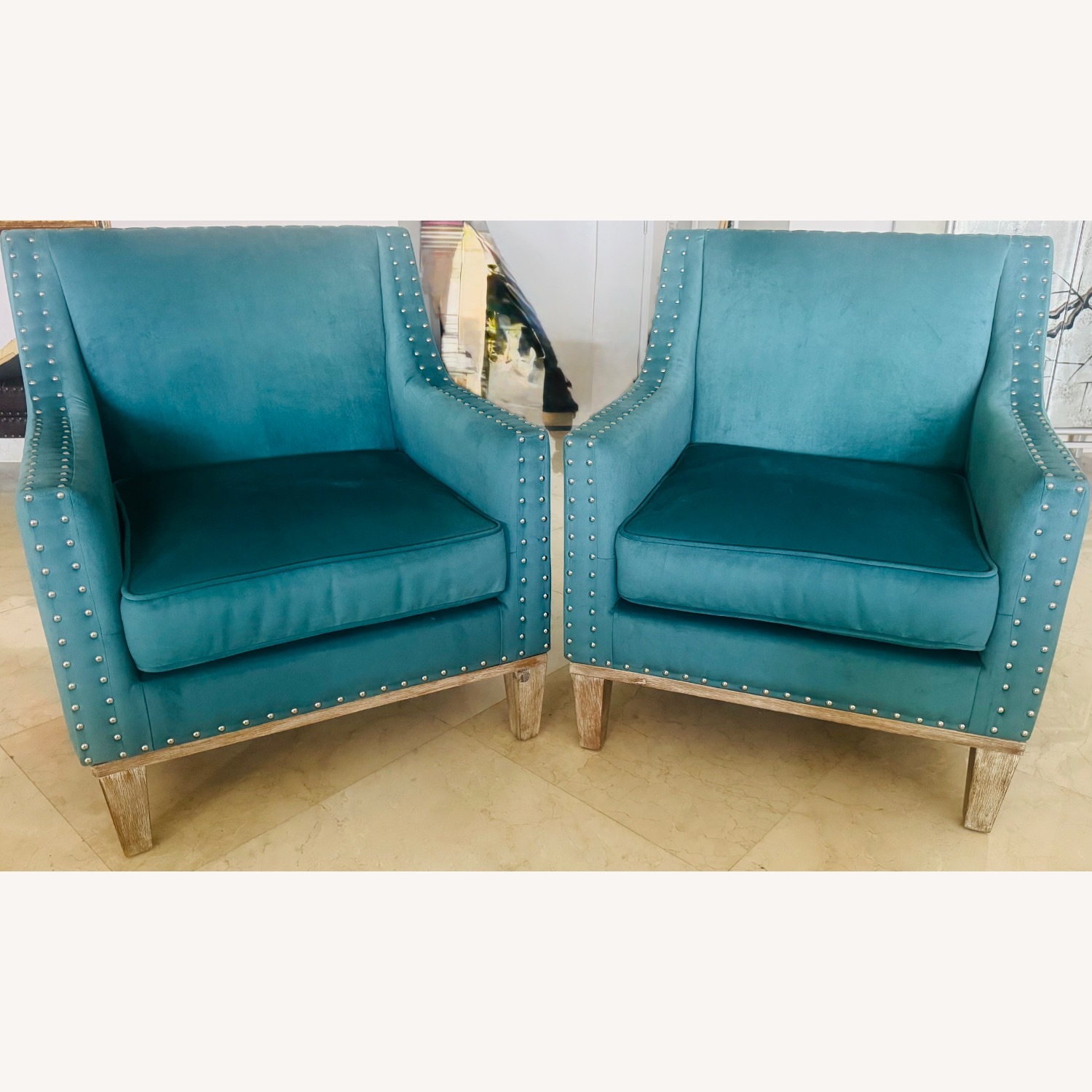 Green Fabric Accent Chair - image-5