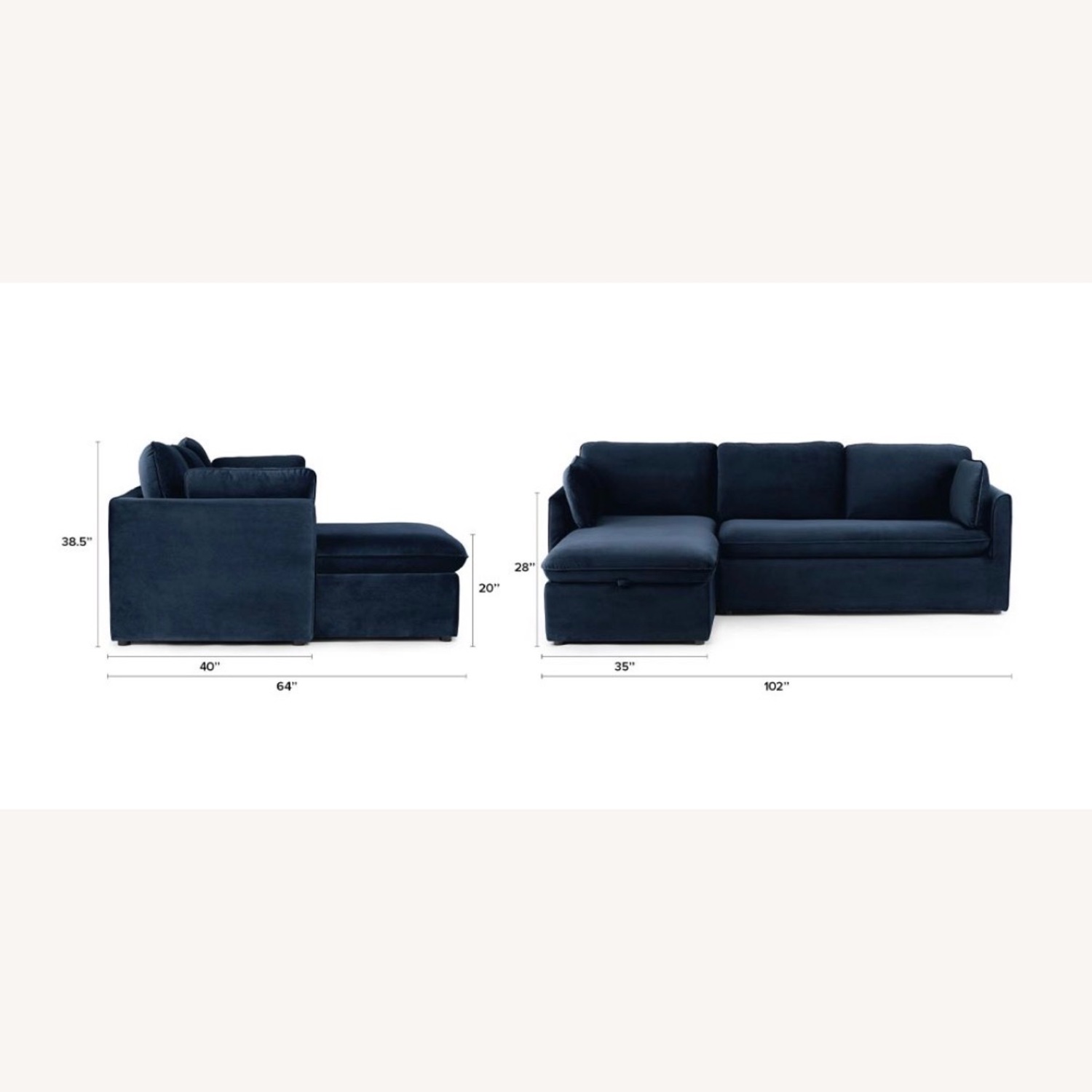 Article Oneira Blue Sectional Sofa Bed - image-4