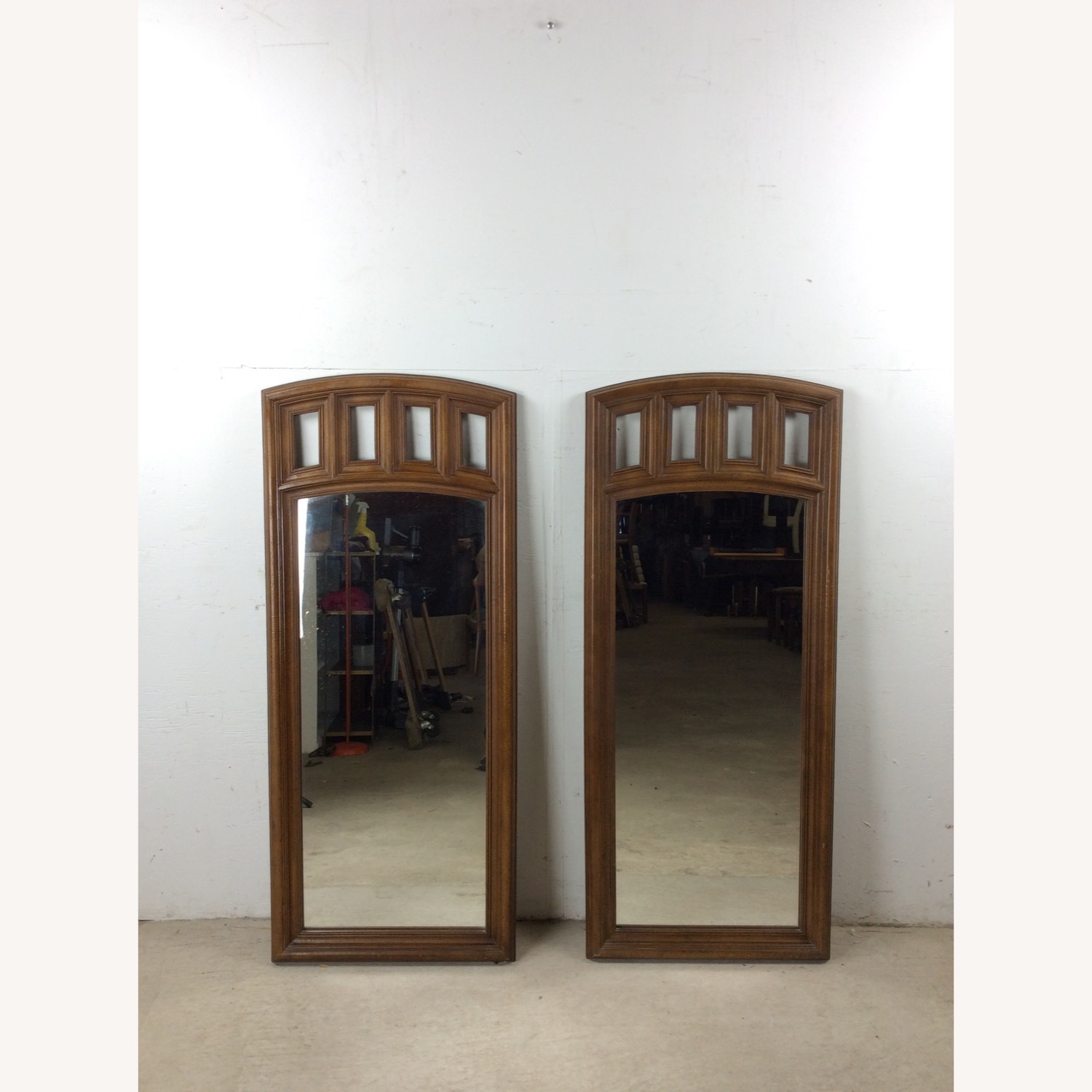 Pair of Mid Century Modern Mirrors with Arch Top - image-2