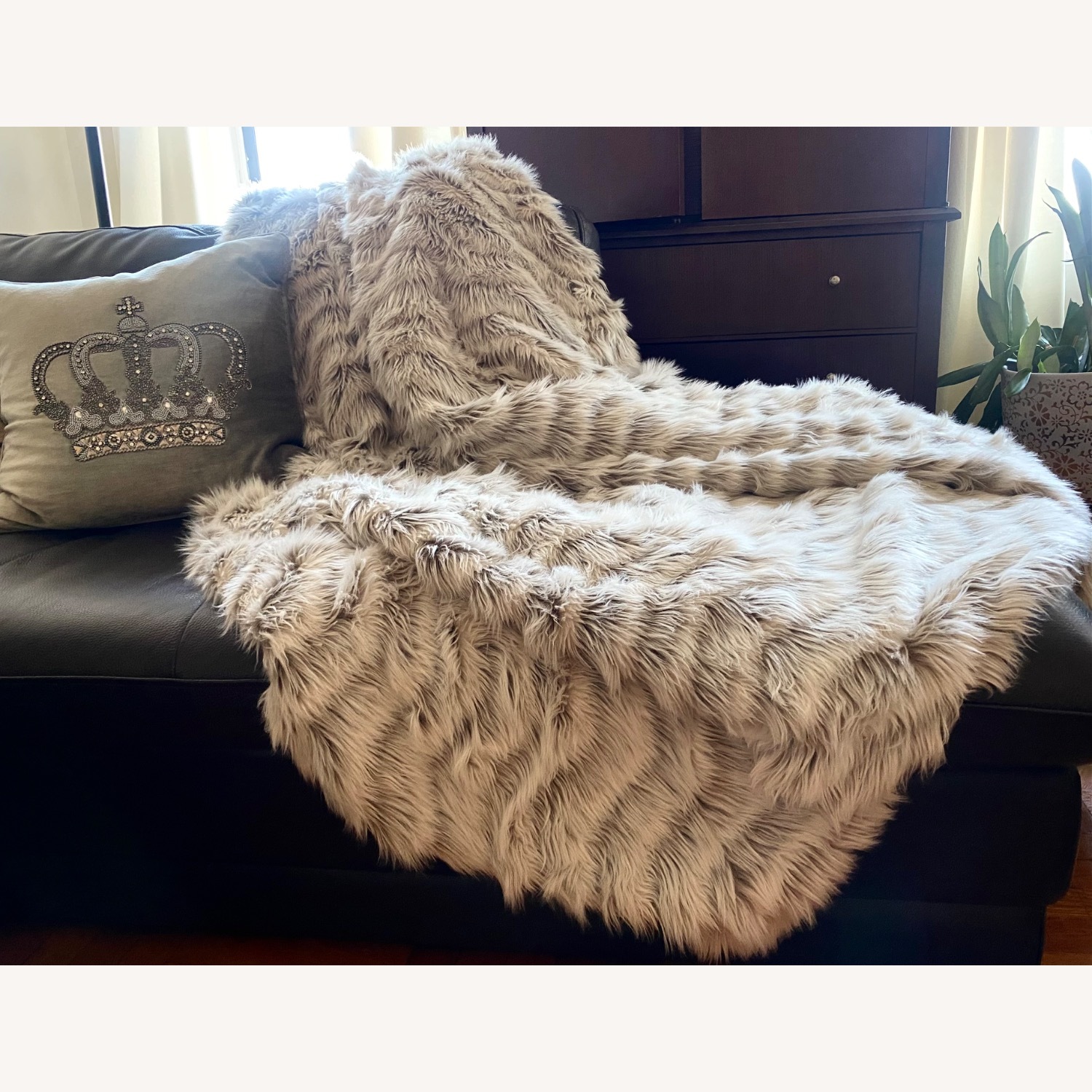 Arhaus Chevron Faux Fur Throw/Queen Duvet Set - image-2