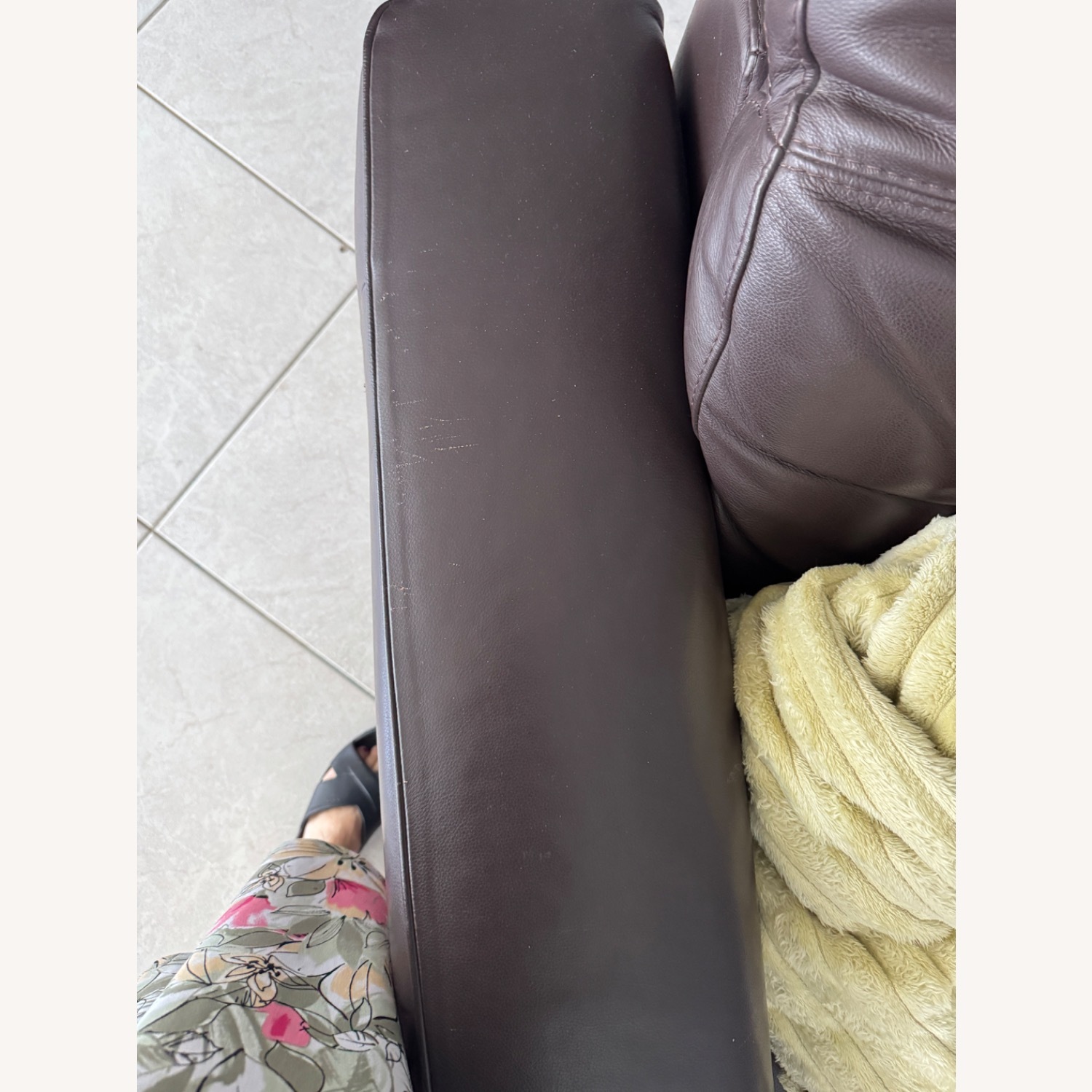 Dark Brown Leather 3+ Seater Sofa - image-3