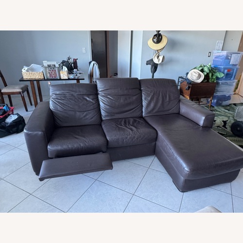Used Dark Brown Leather 3+ Seater Sofa for sale on AptDeco