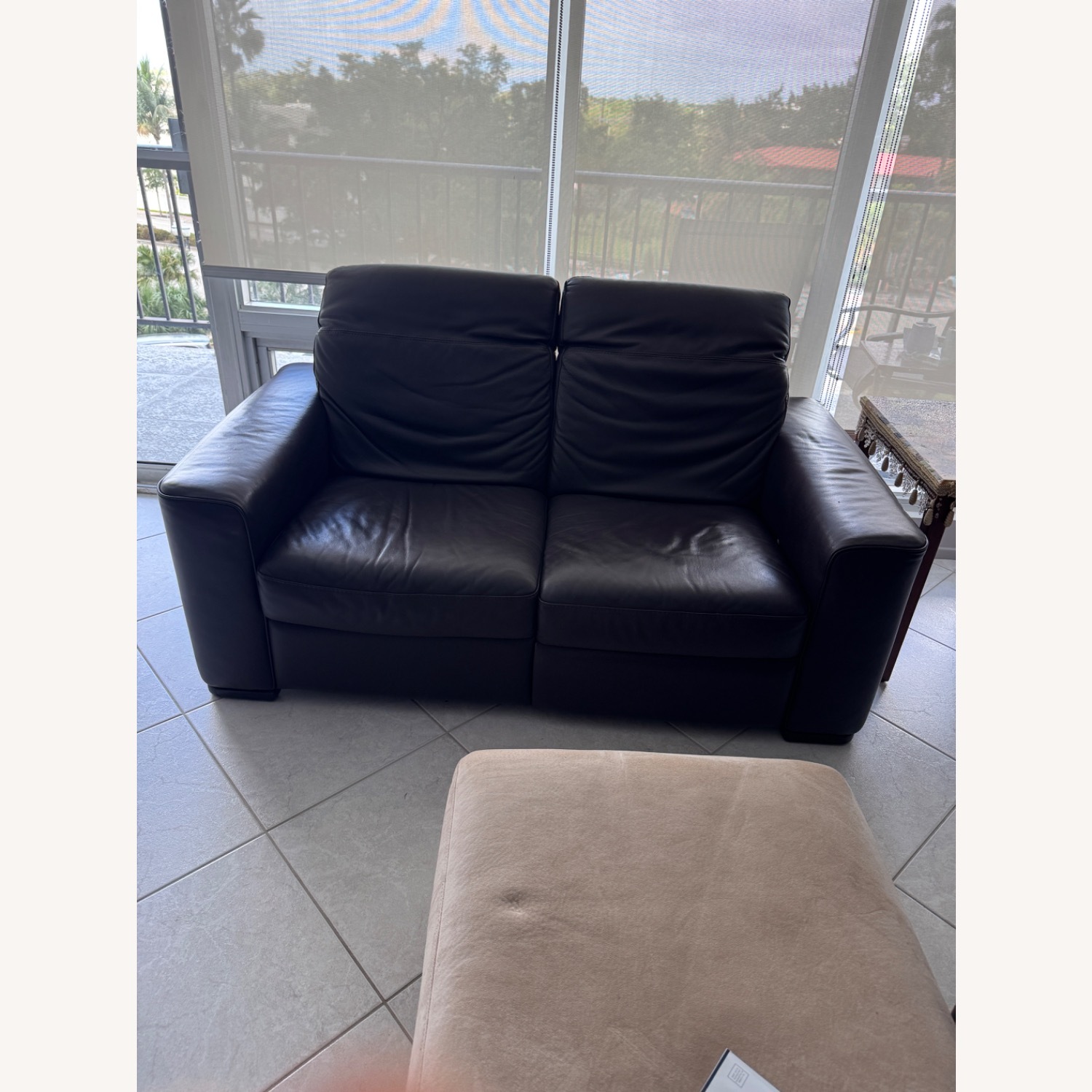 Natuzzi Dark Brown Leather Loveseat - image-2