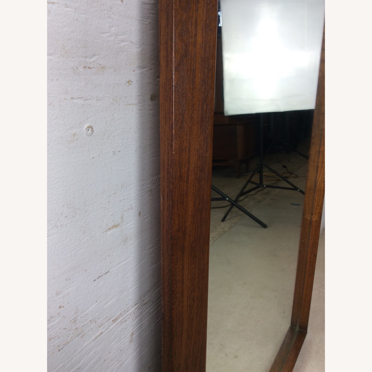 Mid Century Rectangular Mirror with Dark Oak Frame - image-13