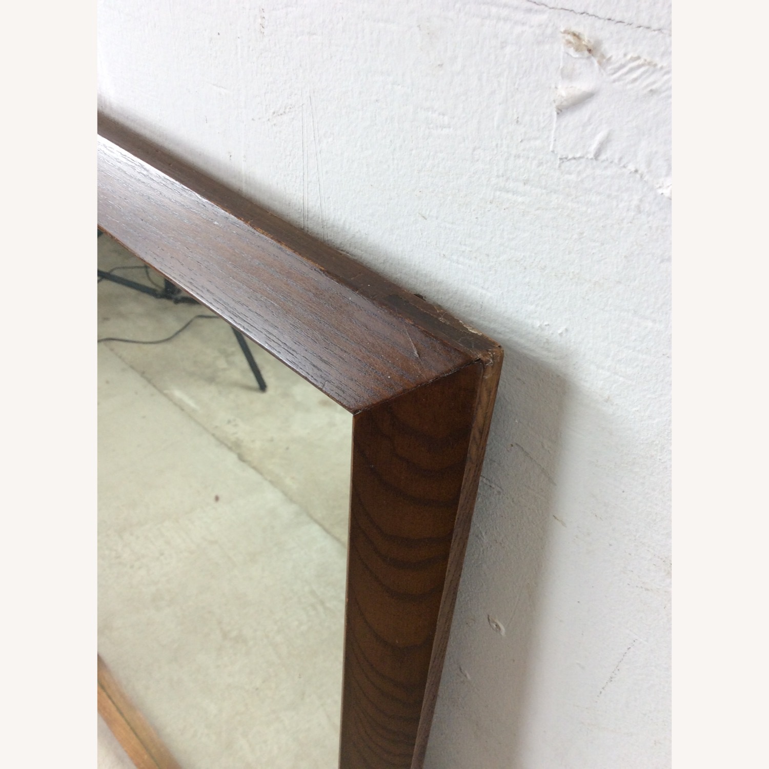 Mid Century Rectangular Mirror with Dark Oak Frame - image-9