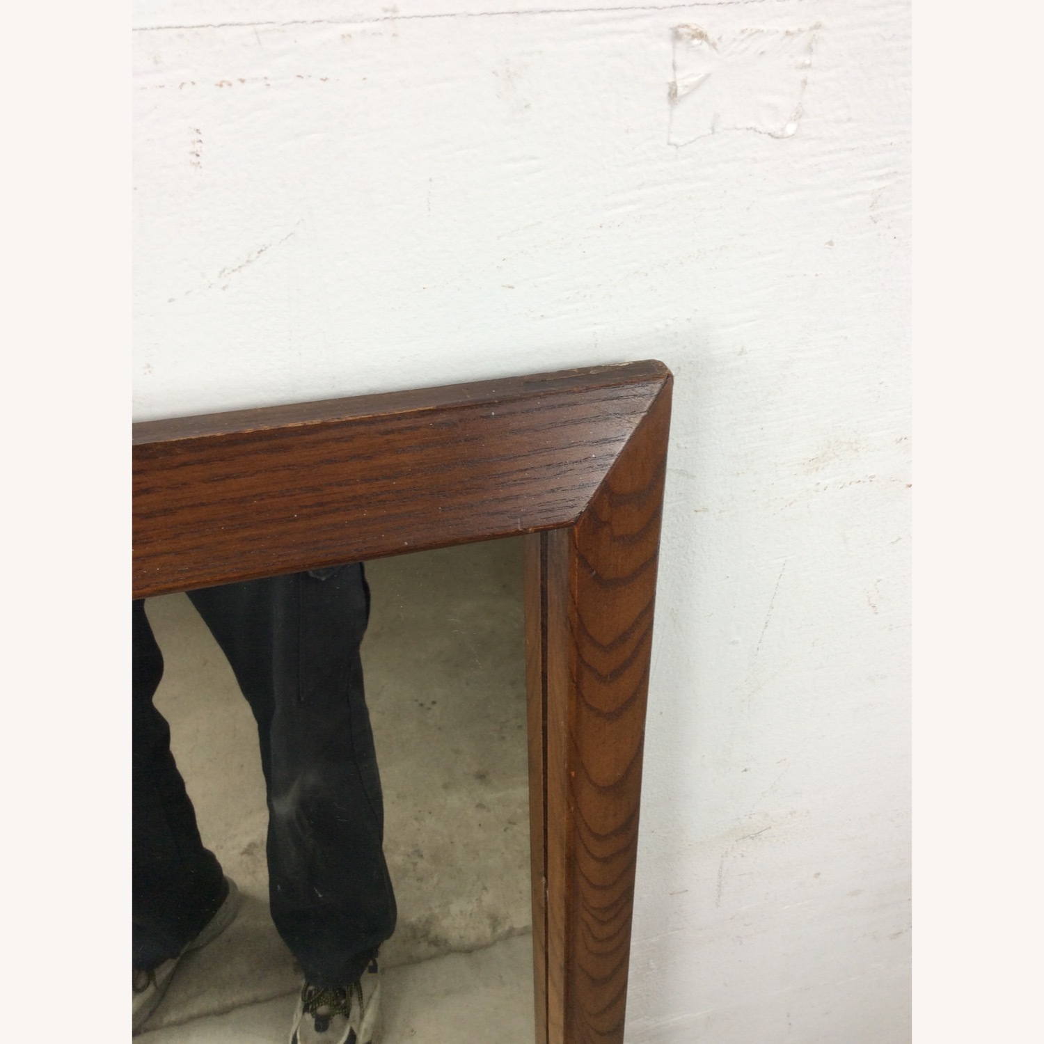 Mid Century Rectangular Mirror with Dark Oak Frame - image-8