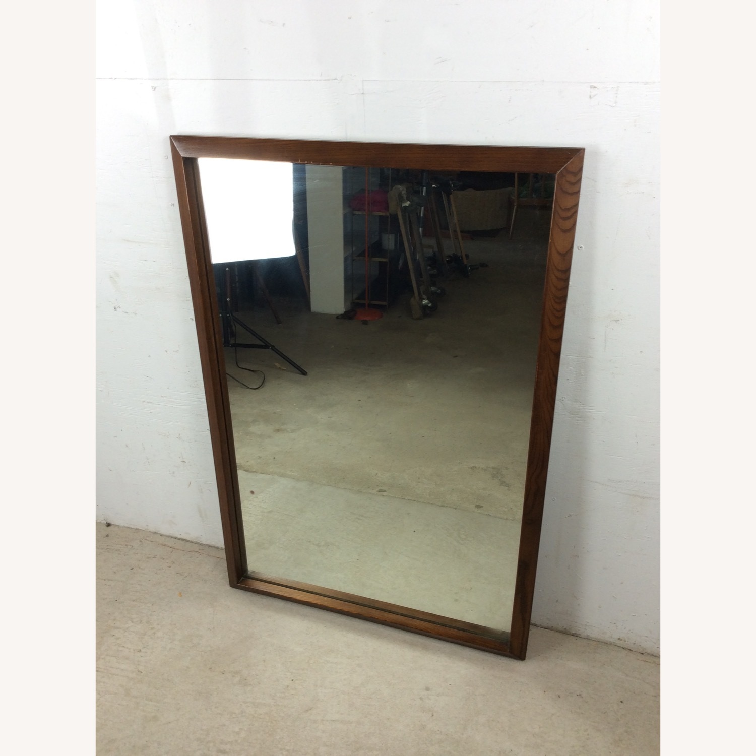 Mid Century Rectangular Mirror with Dark Oak Frame - image-4
