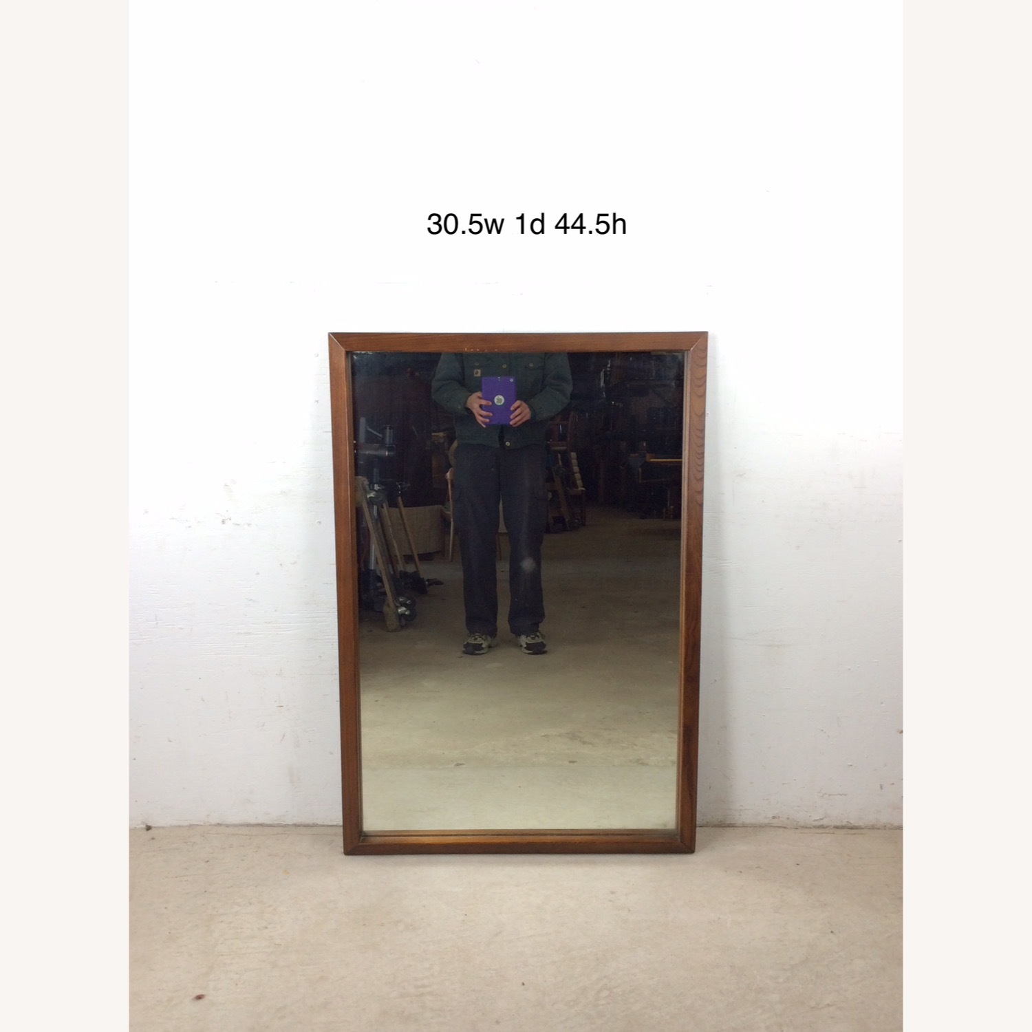 Mid Century Rectangular Mirror with Dark Oak Frame - image-20
