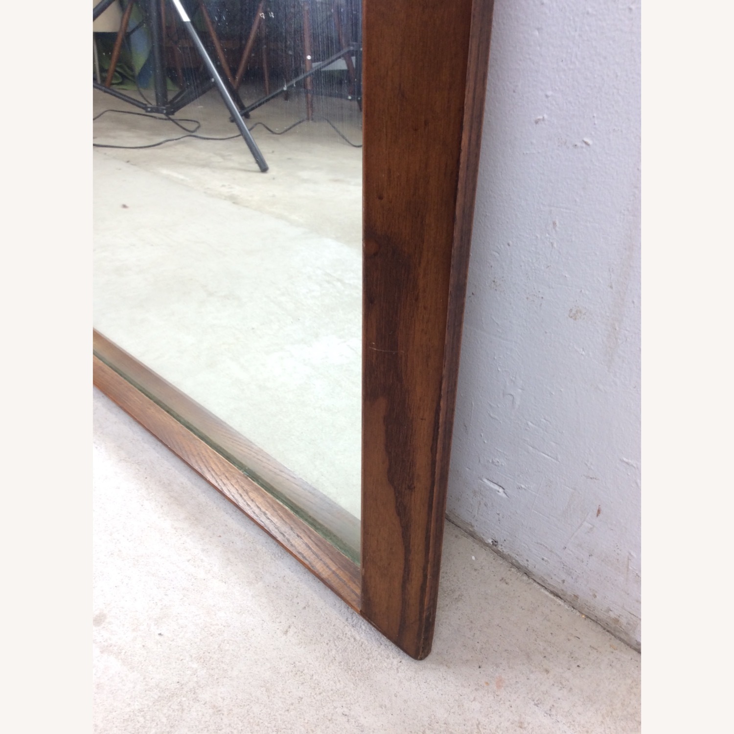 Mid Century Rectangular Mirror with Dark Oak Frame - image-18