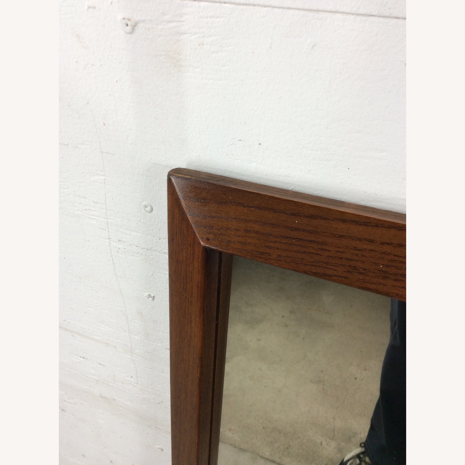 Mid Century Rectangular Mirror with Dark Oak Frame - image-7