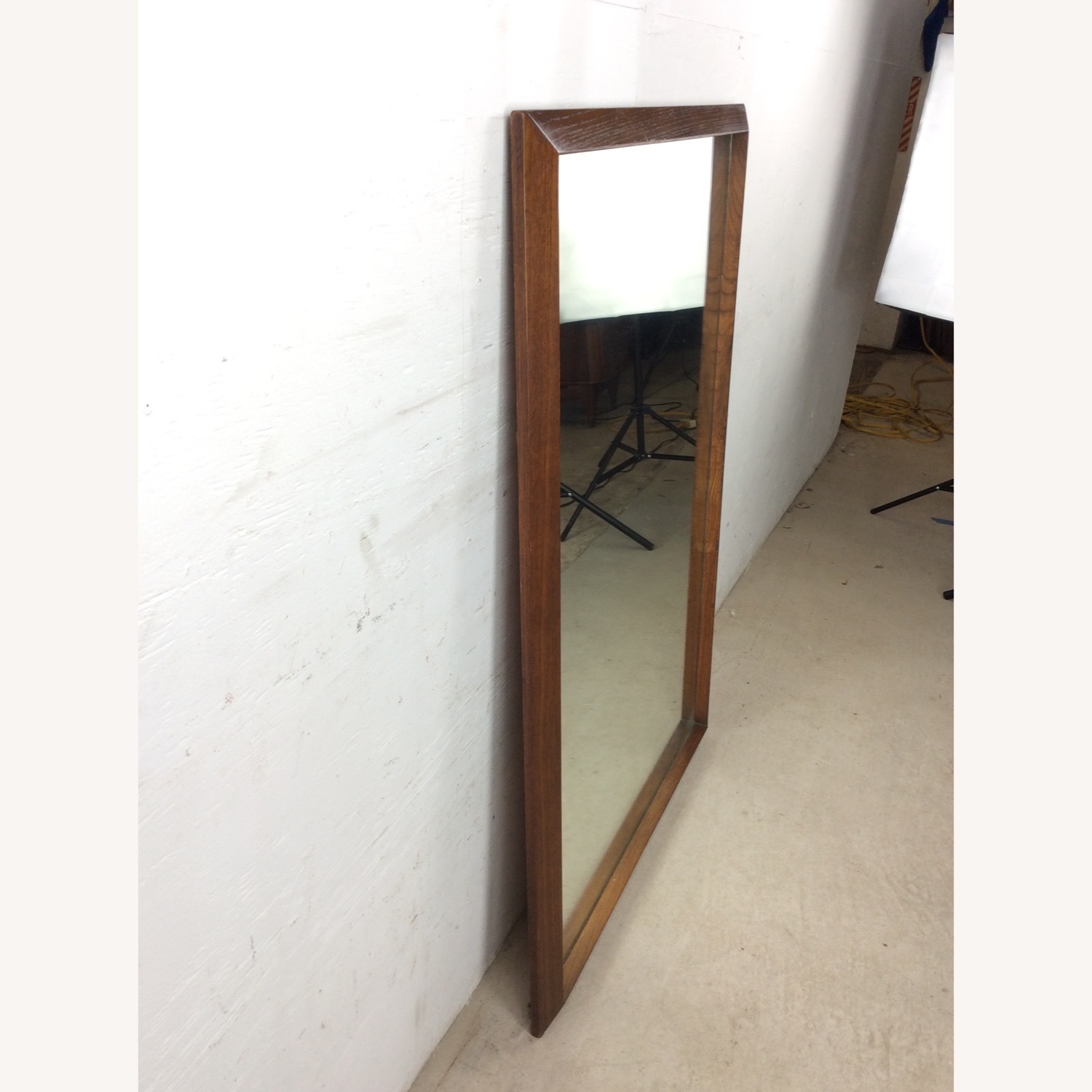 Mid Century Rectangular Mirror with Dark Oak Frame - image-15