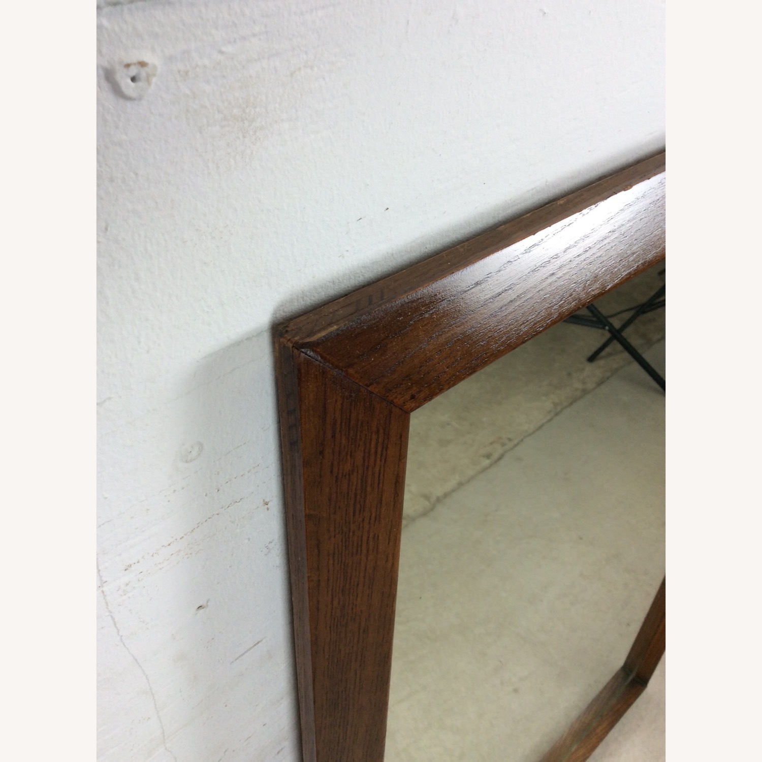 Mid Century Rectangular Mirror with Dark Oak Frame - image-11