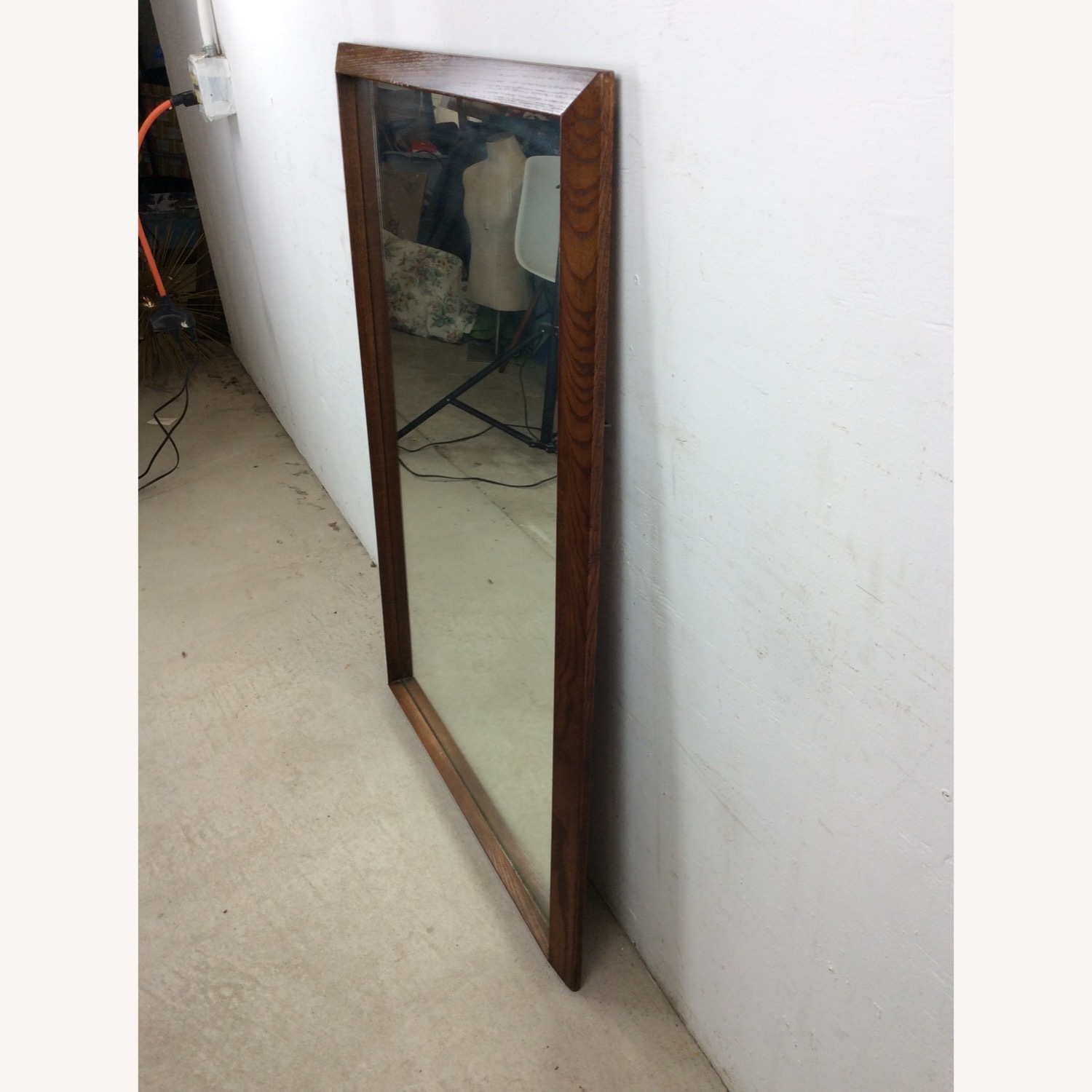 Mid Century Rectangular Mirror with Dark Oak Frame - image-16