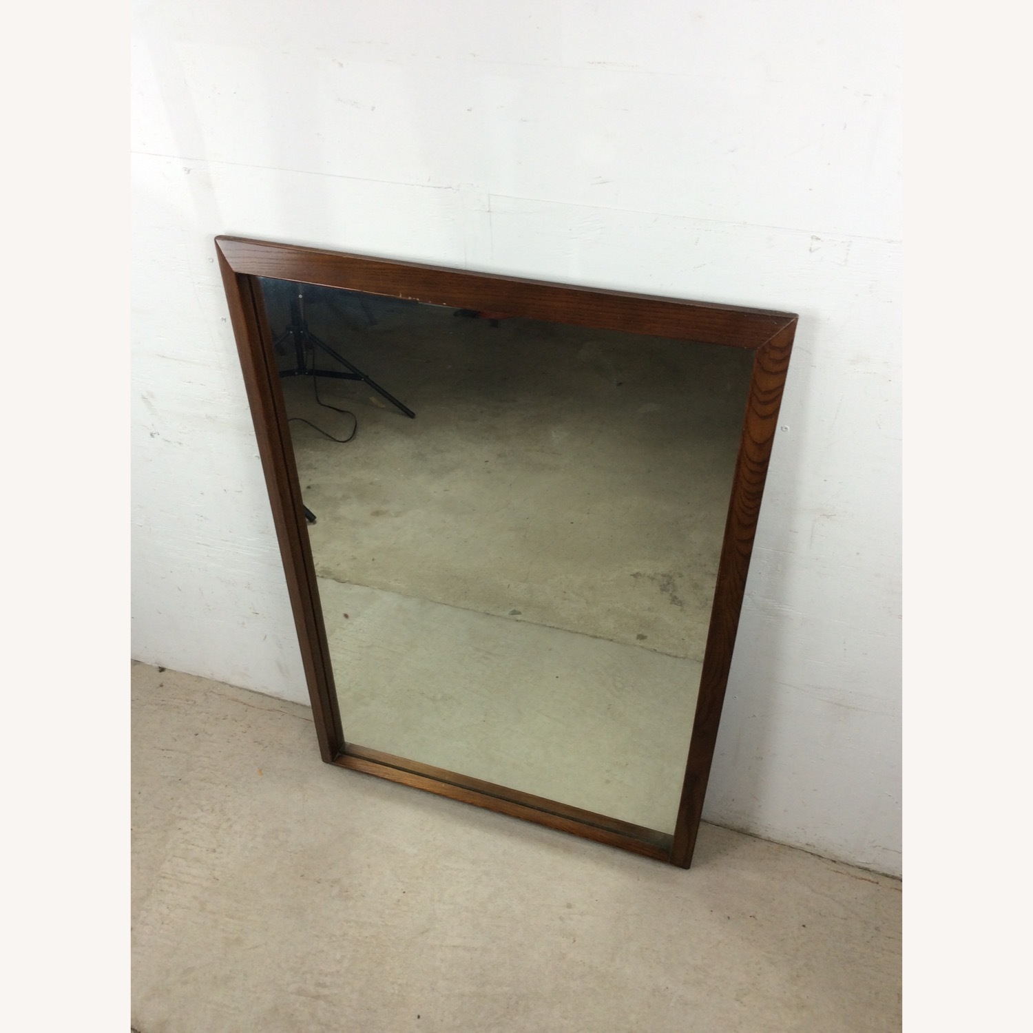 Mid Century Rectangular Mirror with Dark Oak Frame - image-5