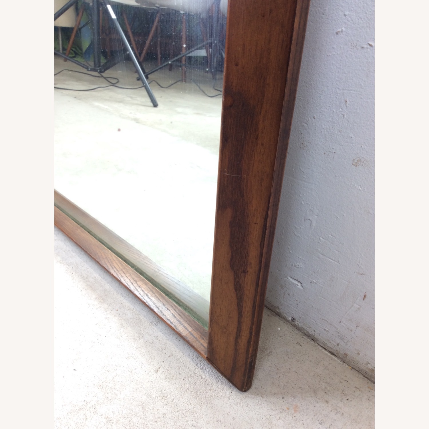 Mid Century Rectangular Mirror with Dark Oak Frame - image-10