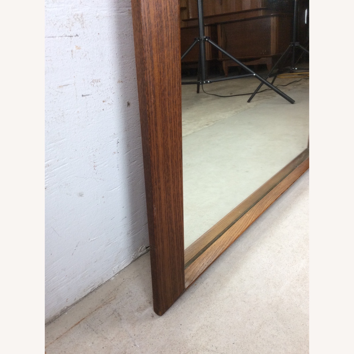 Mid Century Rectangular Mirror with Dark Oak Frame - image-12