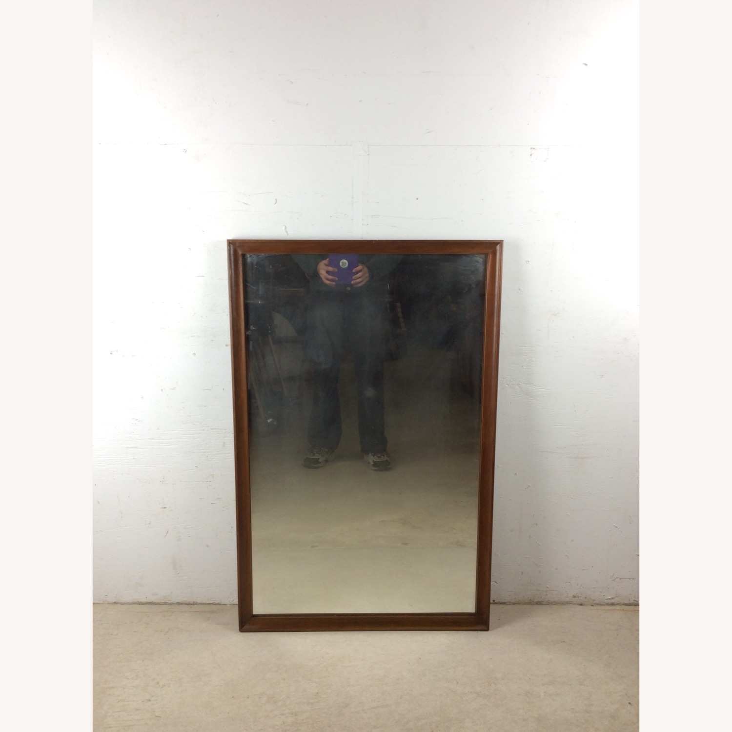 Mid Century Tall Mirror with Walnut Frame - image-1
