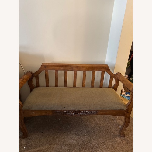 Used Light Brown Wood Armchair for sale on AptDeco