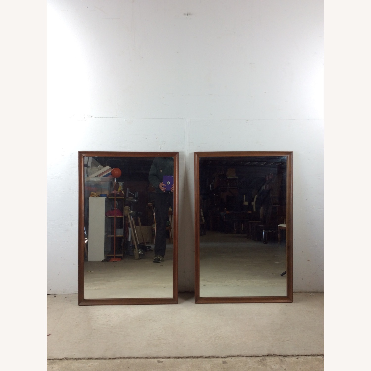 Pai Mid Century Mirrors with Angular Walnut Frame - image-1