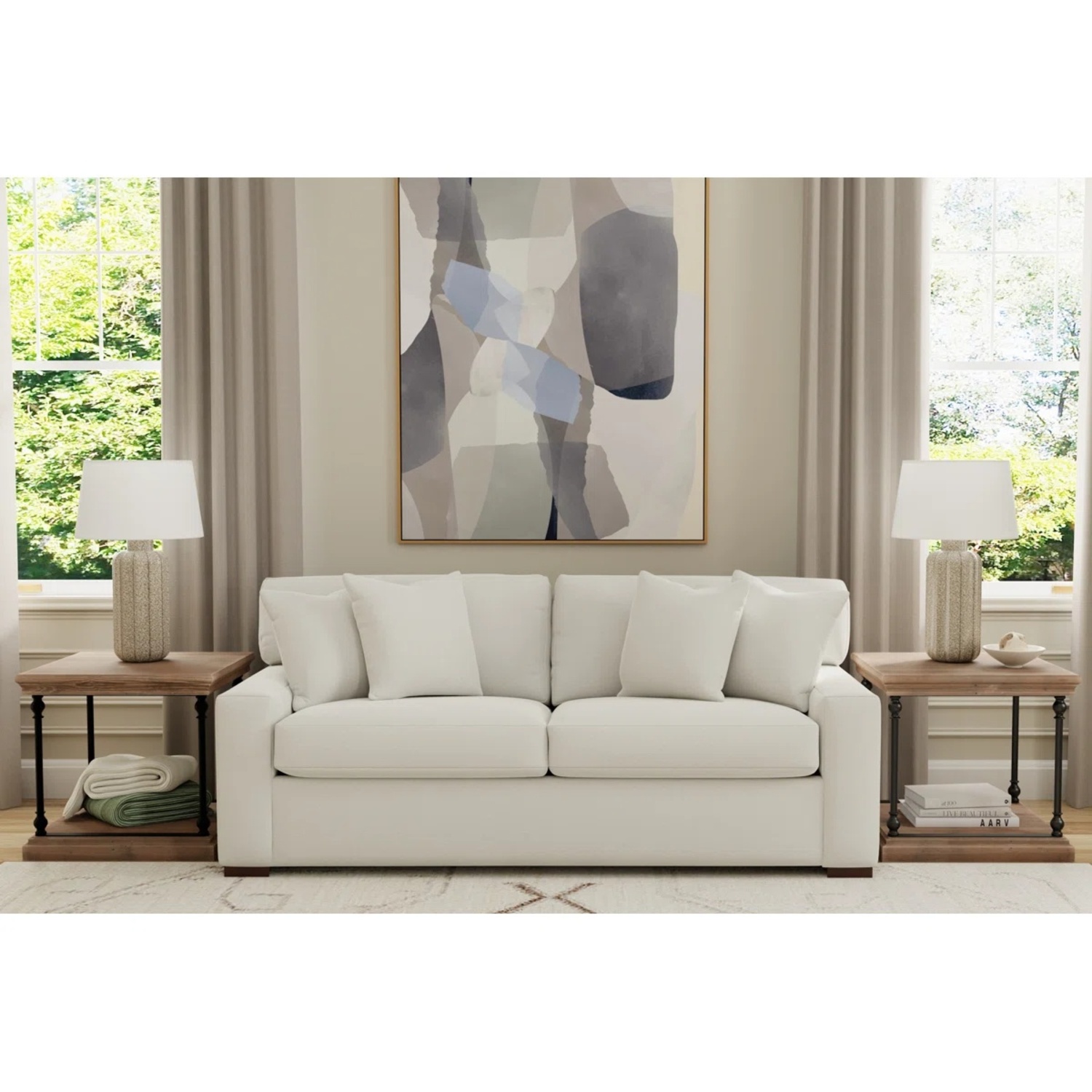 Beige Fabric Sleeper Sofa - image-9