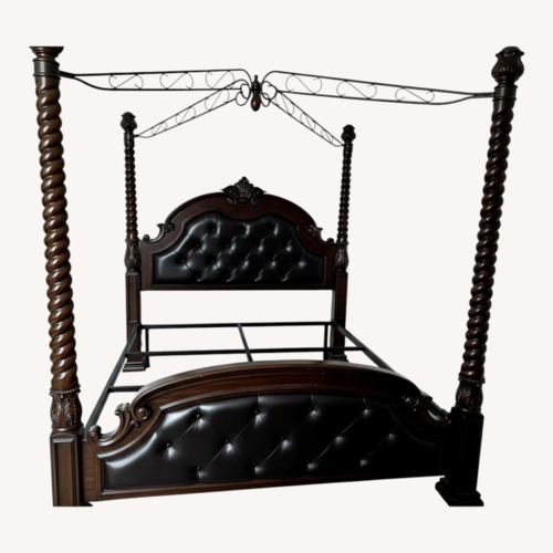 Used Vintage/Antique Finds Dark Brown Wood King Bed for sale on AptDeco