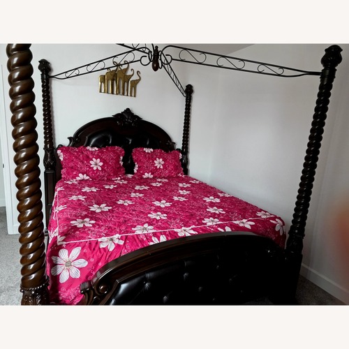 Used Vintage/Antique Finds Dark Brown Wood King Bed for sale on AptDeco