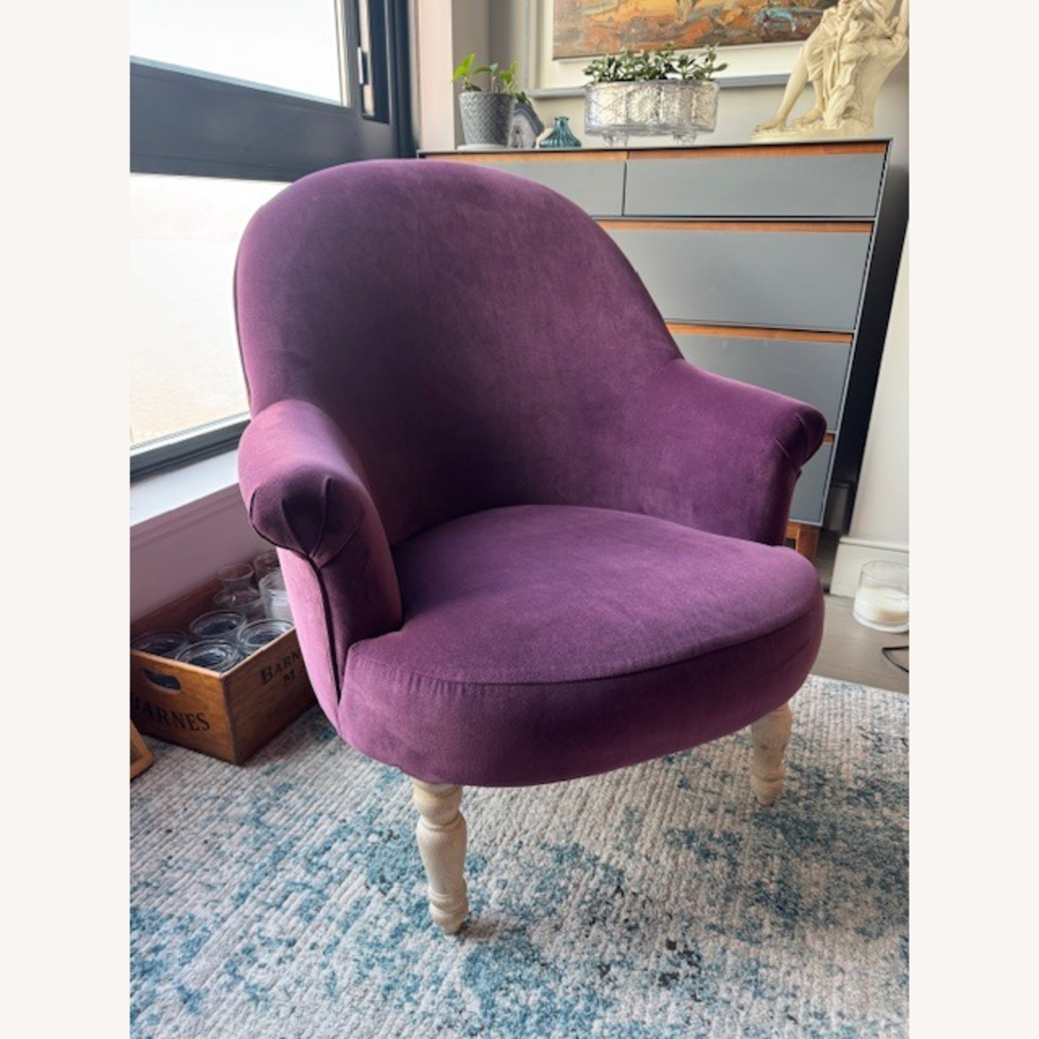 Cozy Purple Velvet Armchair  - image-1