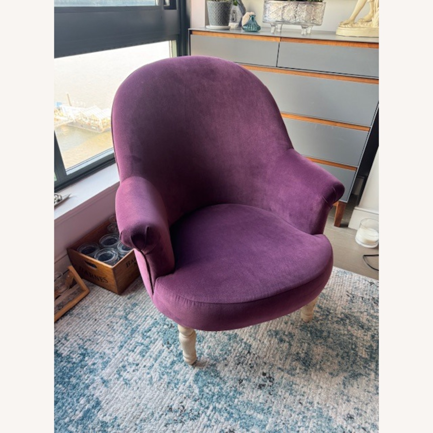 Cozy Purple Velvet Armchair  - image-2