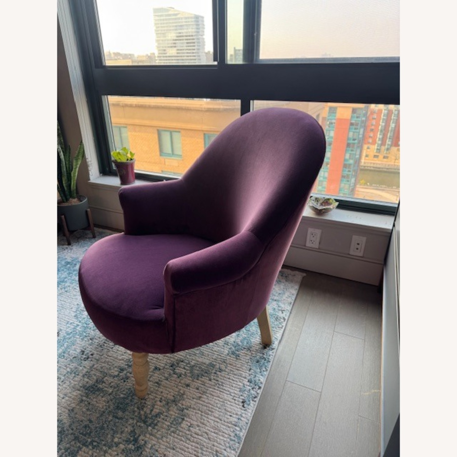Cozy Purple Velvet Armchair  - image-3