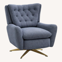 Pottery Barn Wells Blue Fabric Recliner