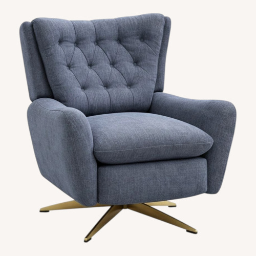 Used Pottery Barn Wells Blue Fabric Recliner for sale on AptDeco
