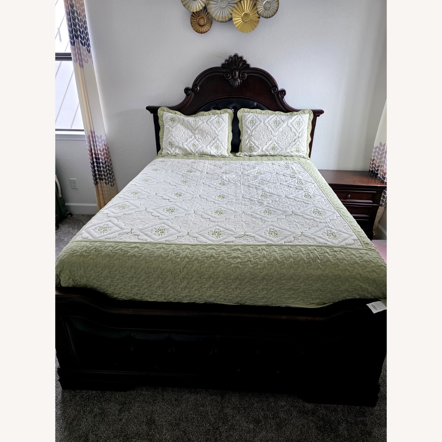 Vintage/Antique Finds Dark Brown Wood Queen Bed - image-1