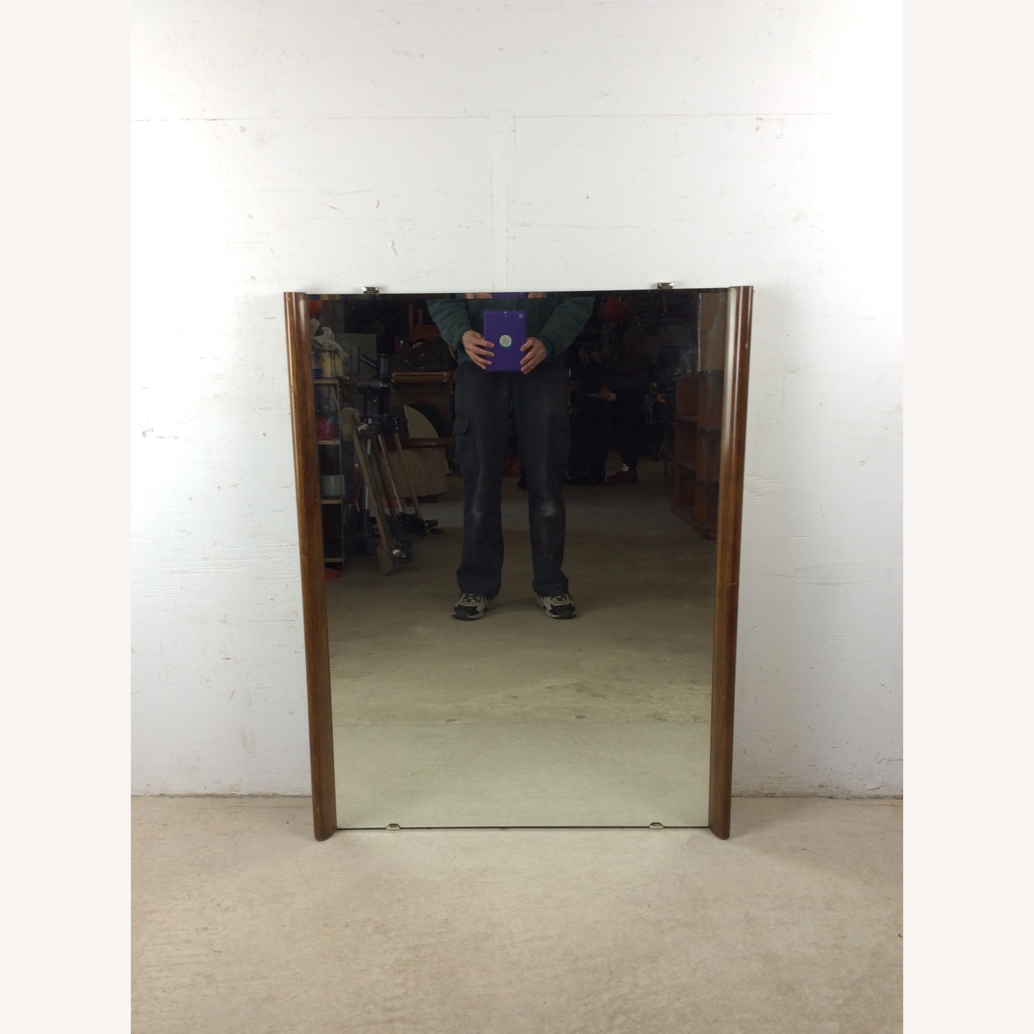 Mid Century Mirror with Minimalist Walnut Frame - image-2