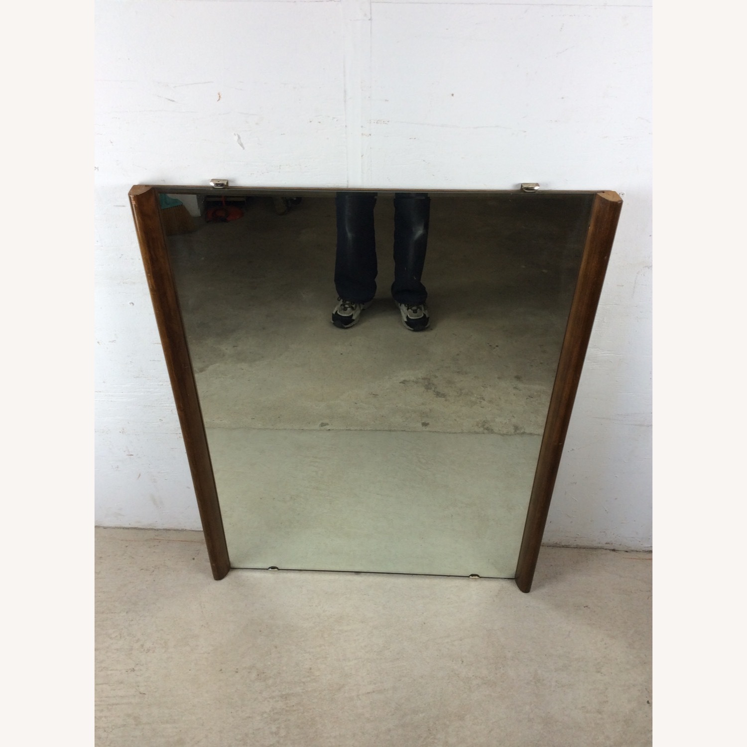 Mid Century Mirror with Minimalist Walnut Frame - image-3