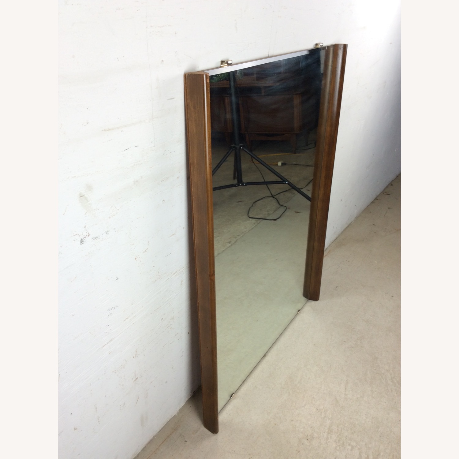Mid Century Mirror with Minimalist Walnut Frame - image-12