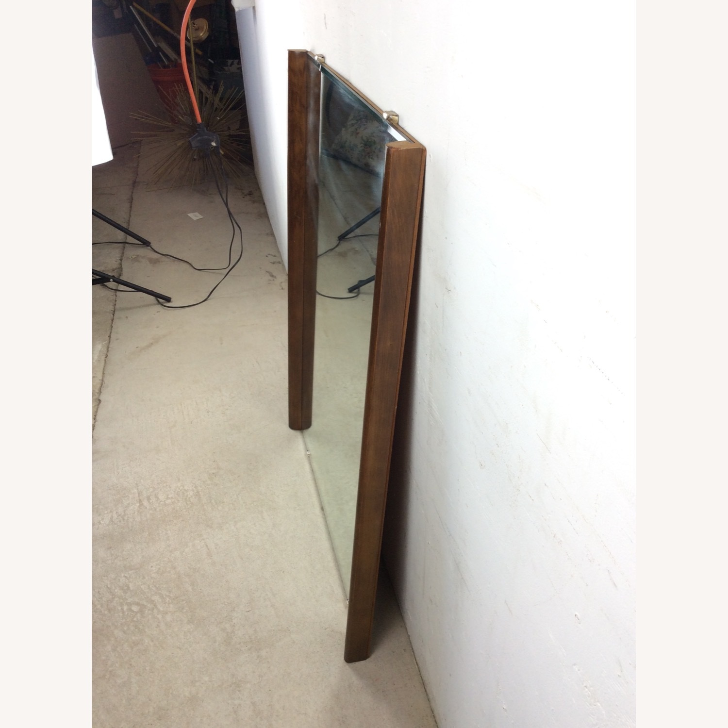 Mid Century Mirror with Minimalist Walnut Frame - image-11