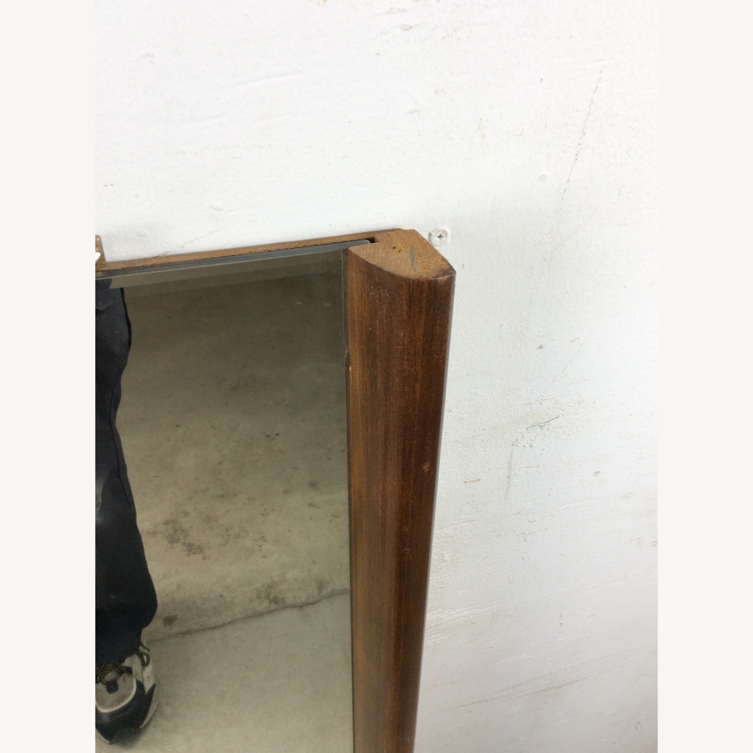 Mid Century Mirror with Minimalist Walnut Frame - image-5