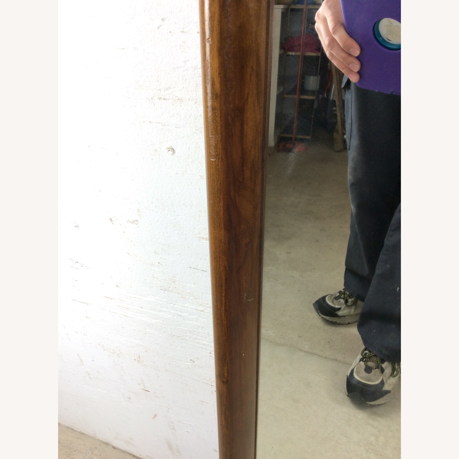 Mid Century Mirror with Minimalist Walnut Frame - image-6