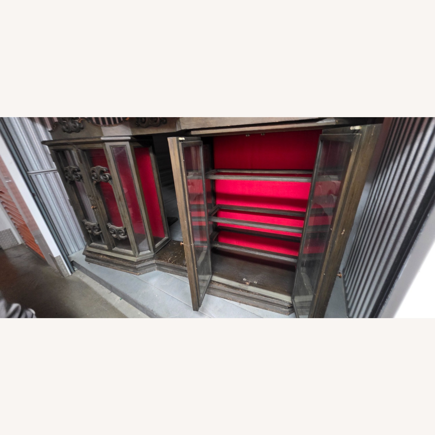 Antique-Style China Cabinet - Ornate Carved Wood - image-3