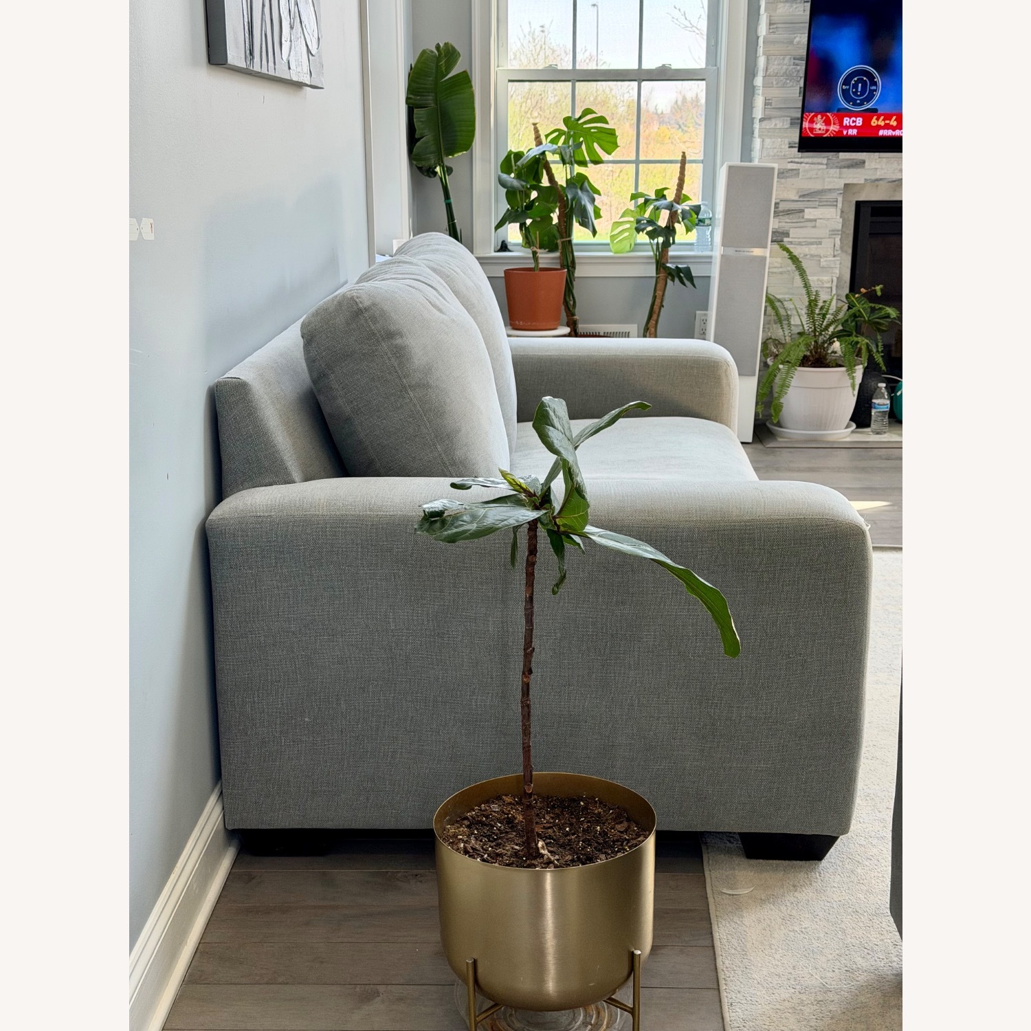 Pottery Barn Big Sur Square Arm Light Gray Fabric 3+ Seater Sofa - image-4