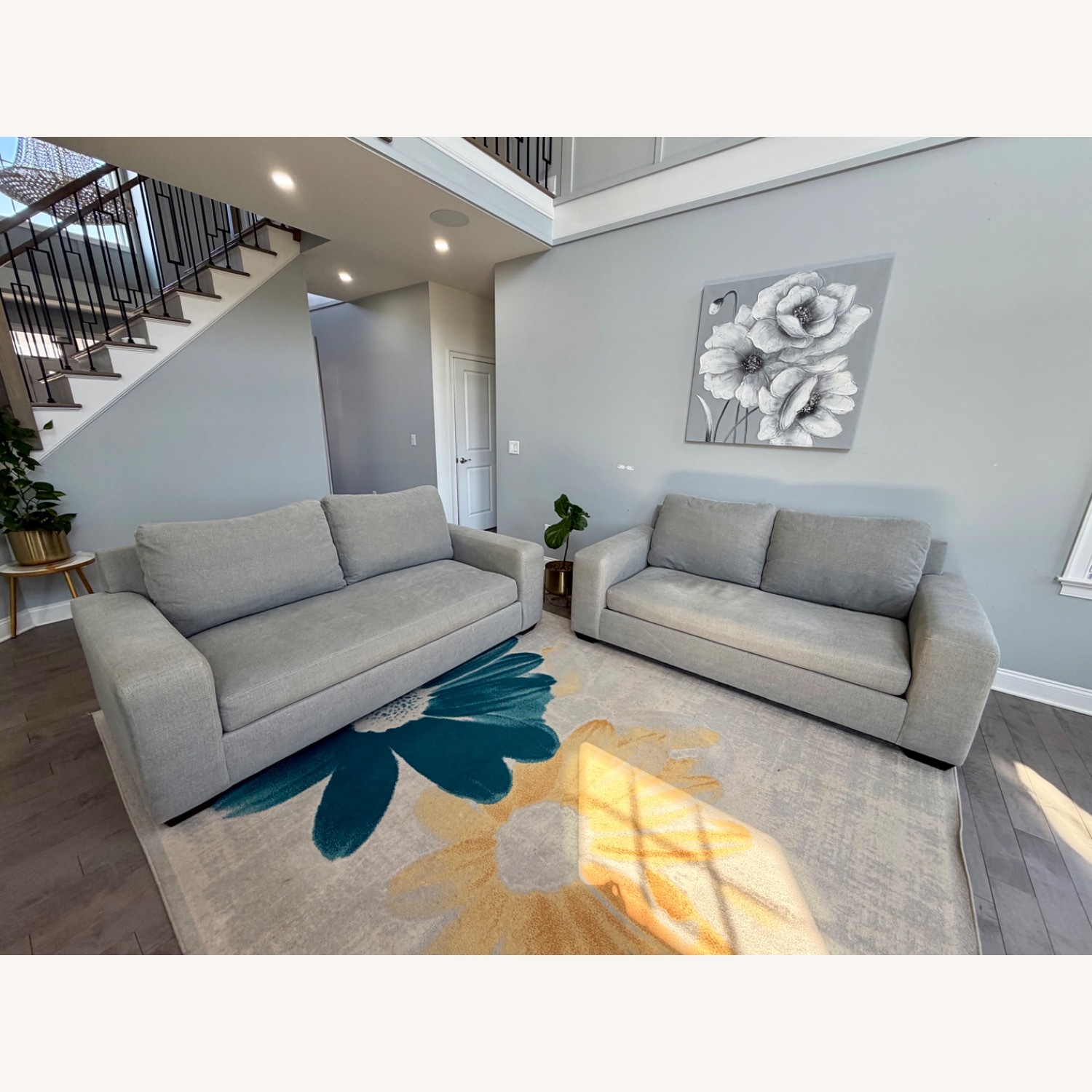 Pottery Barn Big Sur Square Arm Light Gray Fabric 3+ Seater Sofa - image-2