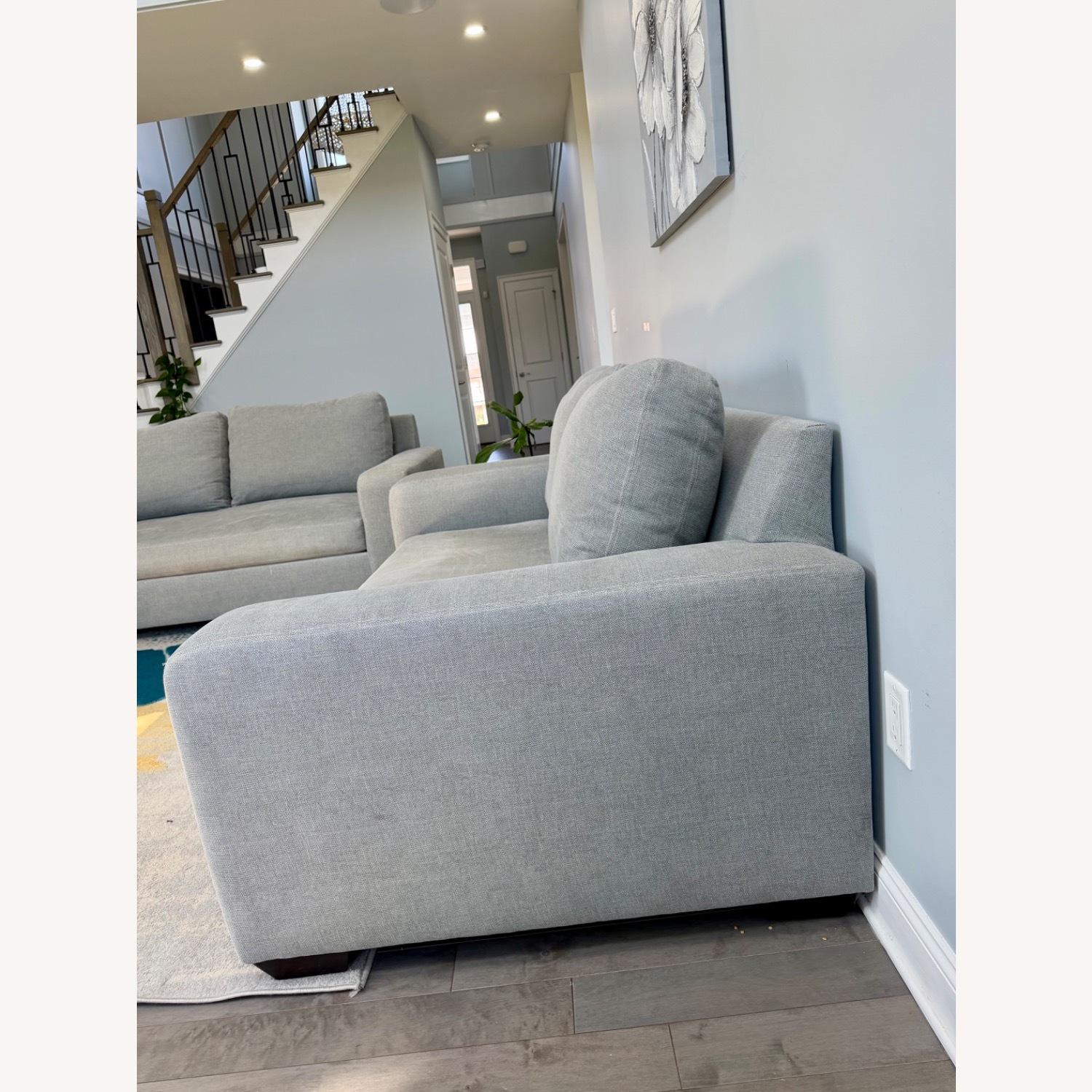 Pottery Barn Big Sur Square Arm Light Gray Fabric 3+ Seater Sofa - image-3