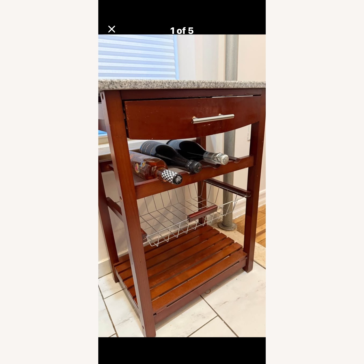 Dark Brown Wood Bar Cart - image-1