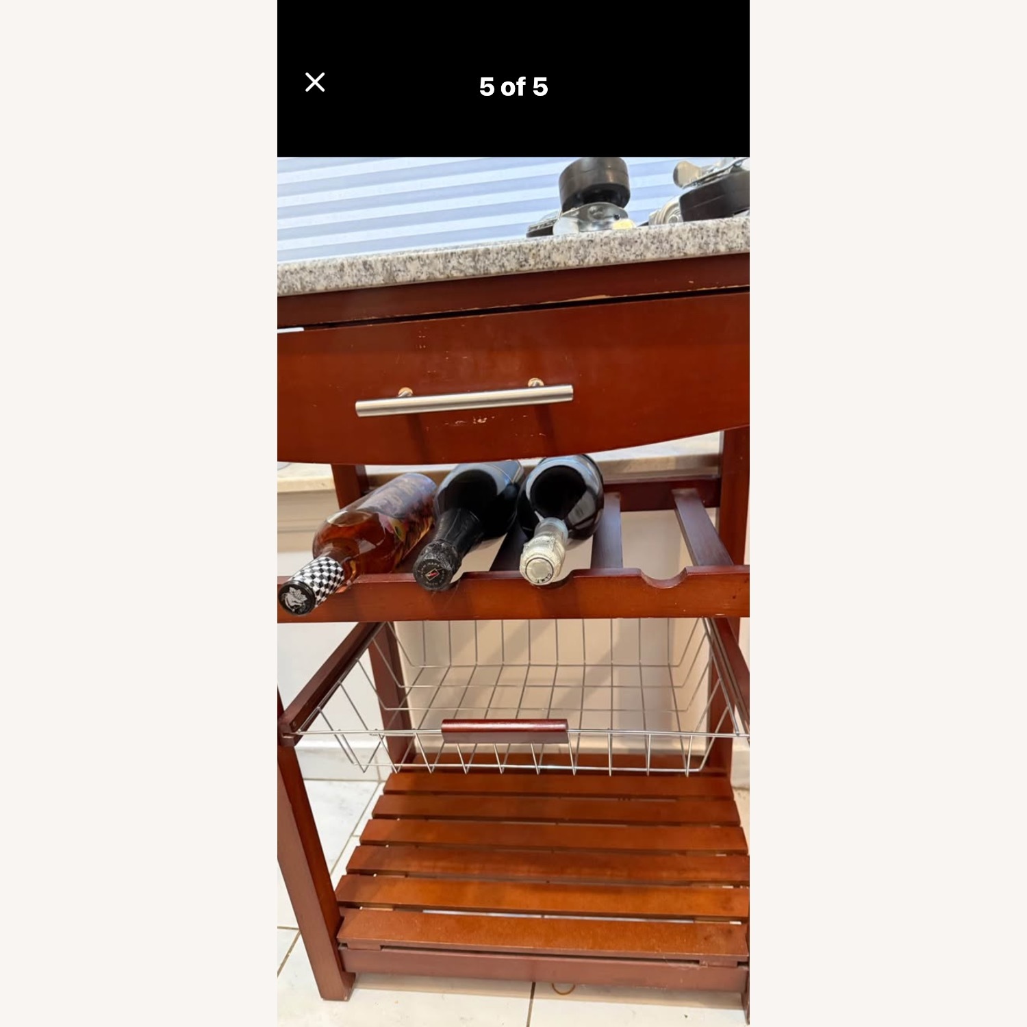 Dark Brown Wood Bar Cart - image-2