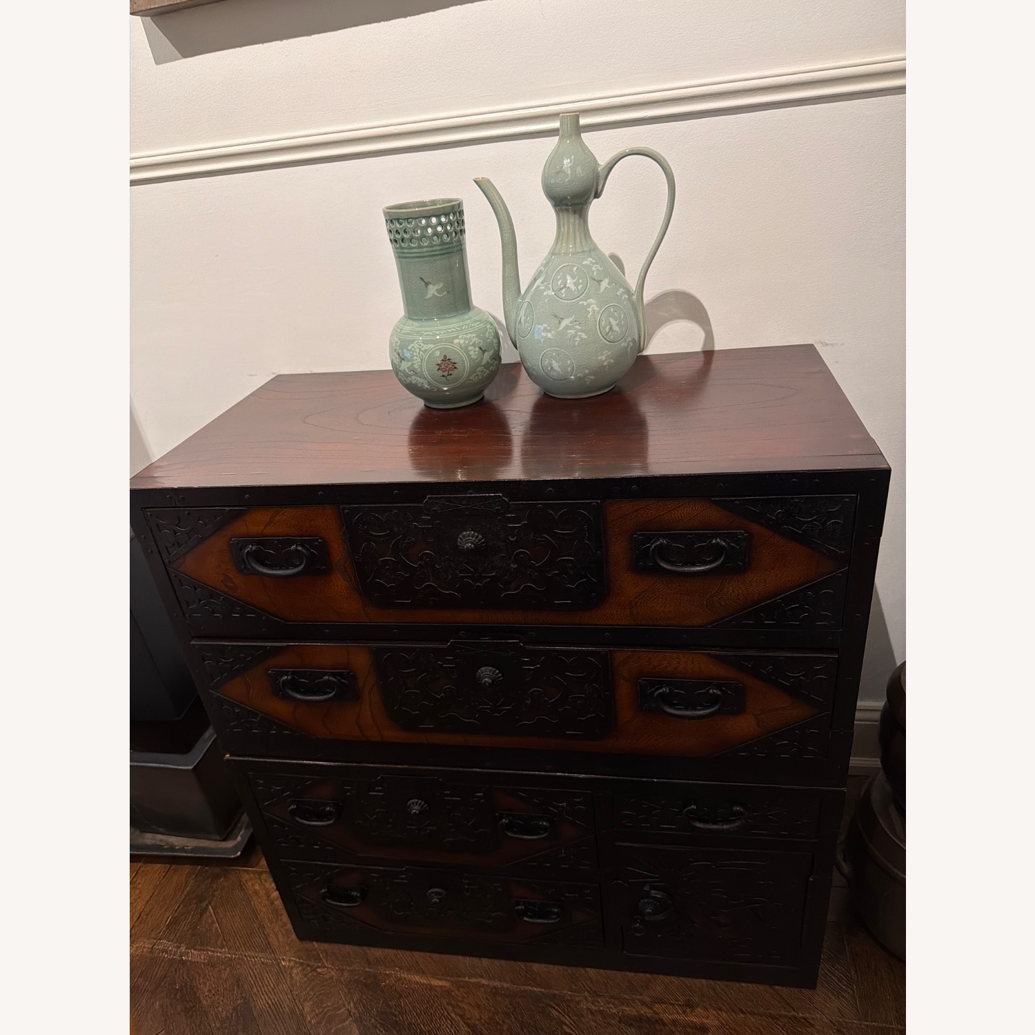Vintage/Antique Dark Brown Wood Chest - image-1