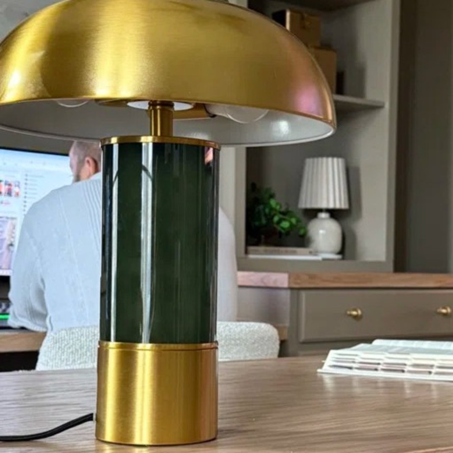 Joss & Main Green Glass Table Lamp - image-3